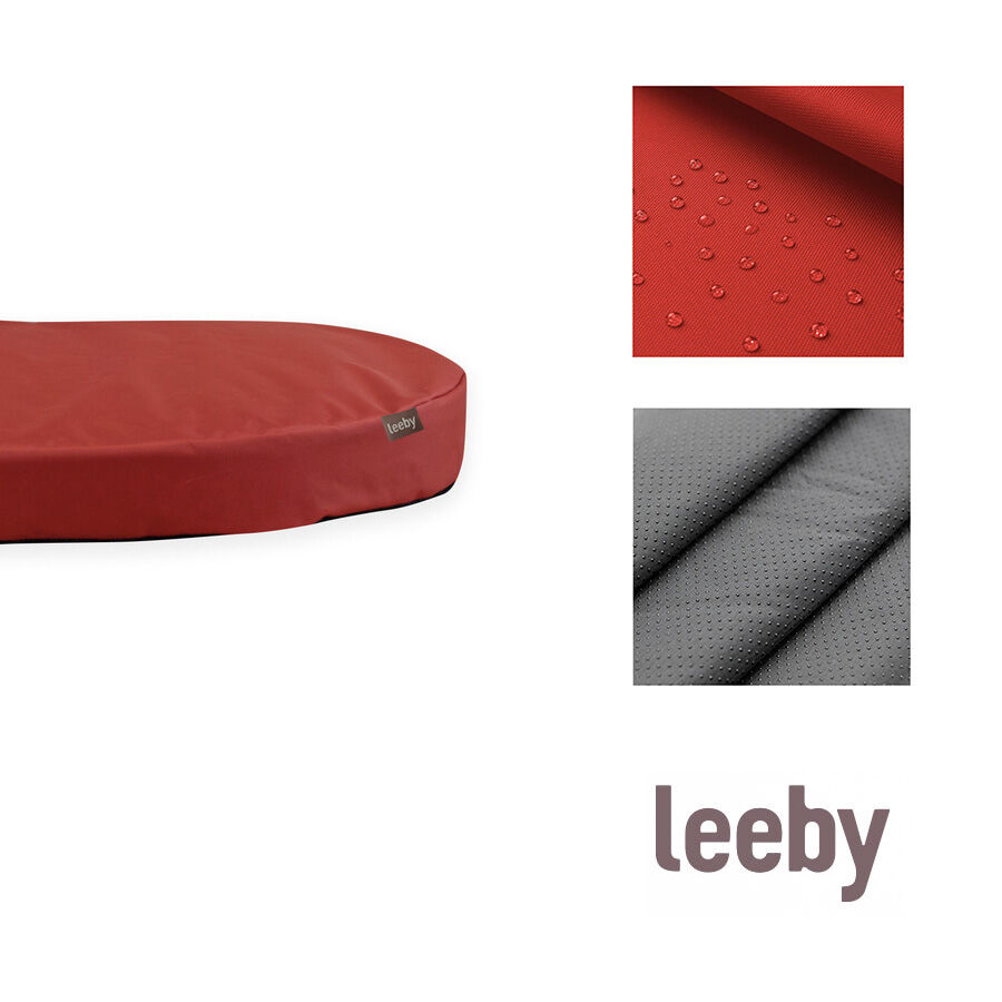 Leeby Colchão vermelho impermeável e amovível para cães, , large image number null